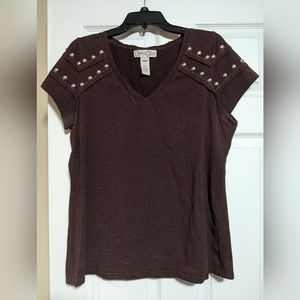 Brown Western short sleeve shirt